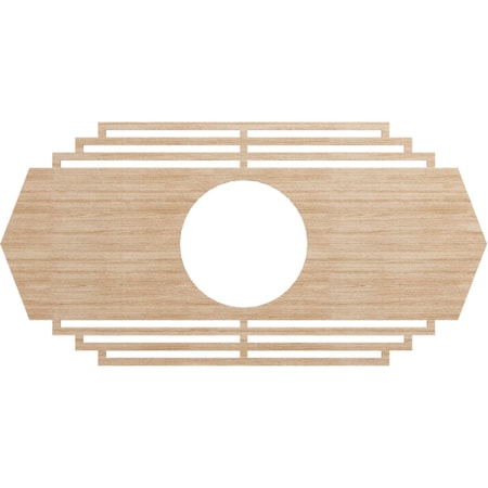 Ekena Millwork Chrysler Wood Fretwork Pierced Ceiling Medallion, Alder, 36"W x 18"H x 9 1/2"ID x 1/4"T CMWP36X18X0250CSAL